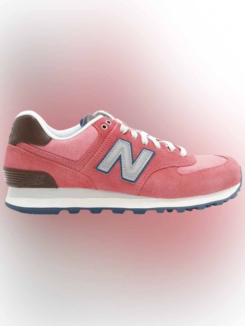 New Balance Coral Pink Suede Sneaker with Grey 'N' Logo